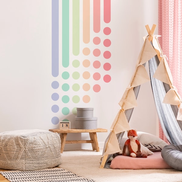 Half Modern Rainbow Wall Decal, Elongated Rainbow Wall Decal, Nursery Playroom Décor, Colorful Wall Mural, Large Over-sized Décor Kids Room