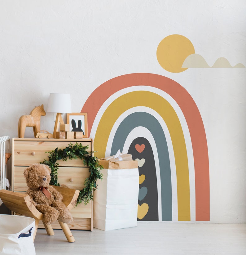 Rainbow Wall Decal Sticker Tween Bedroom Focal Wall Large Etsy