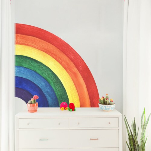 Large Half Rainbow Wall Decal Large Corner Rainbow Wall Art Etsy