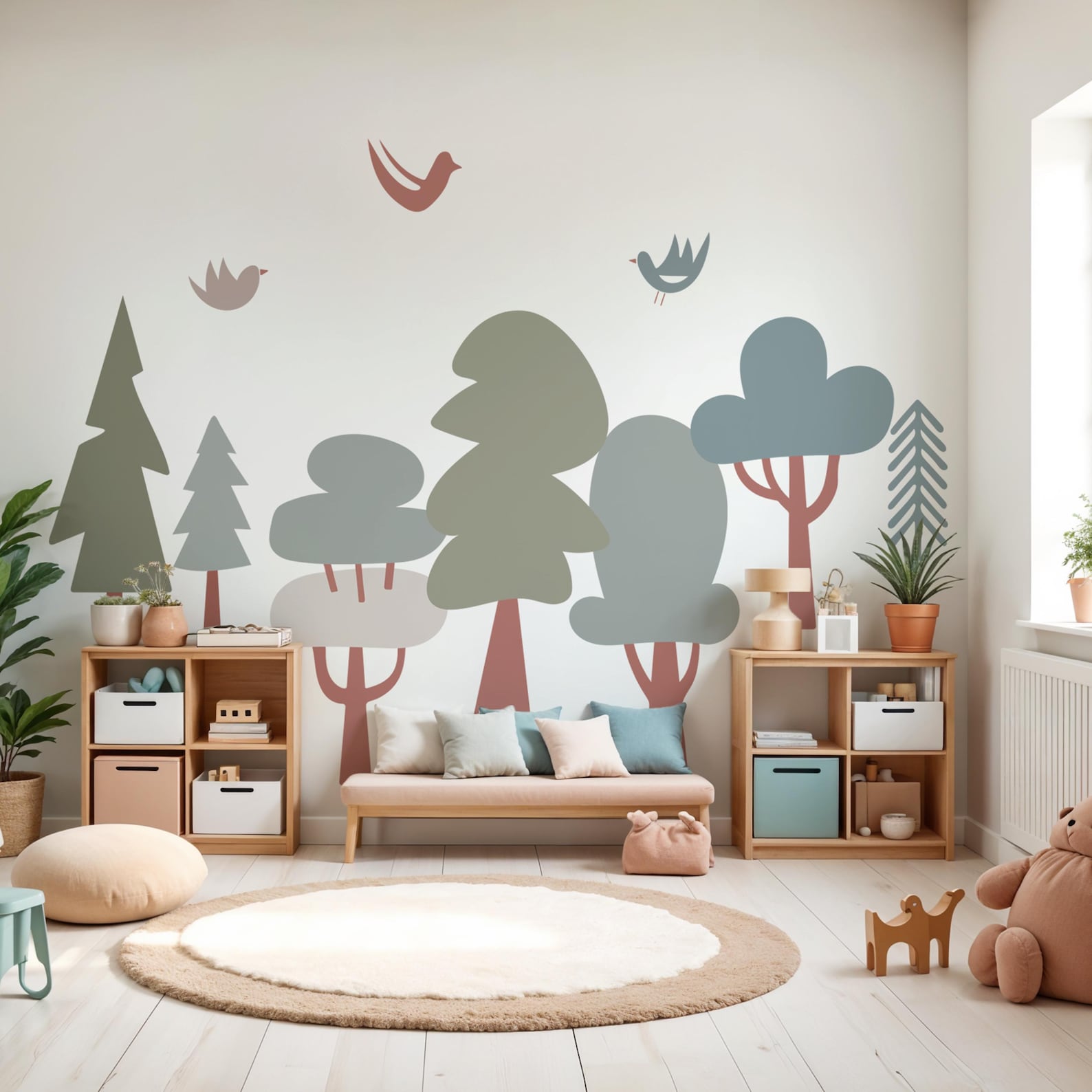 Woodland Tree Wall Decals - Forest Set for Nursery Kids Room Wall Art ...