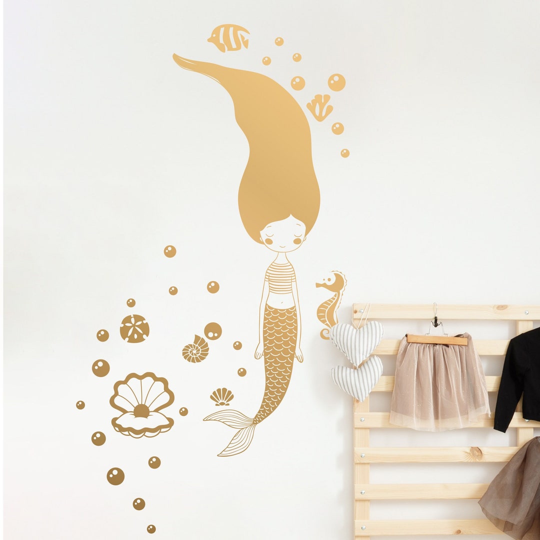 Mermaid Wall Decal | Kids Room Decal, Nursery Decal, Mermaid Decor ...