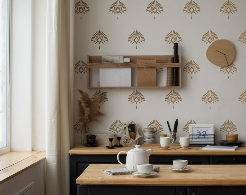 Damask Wall Decals Modern Vinyl Decal Set Flower Blossoms Etsy