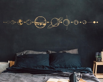 Solar System Wall Decal | Large Vinyl Planets Line | Space Nursery Wall Sticker | Astronomy Kids Room Decor | Classroom Decor