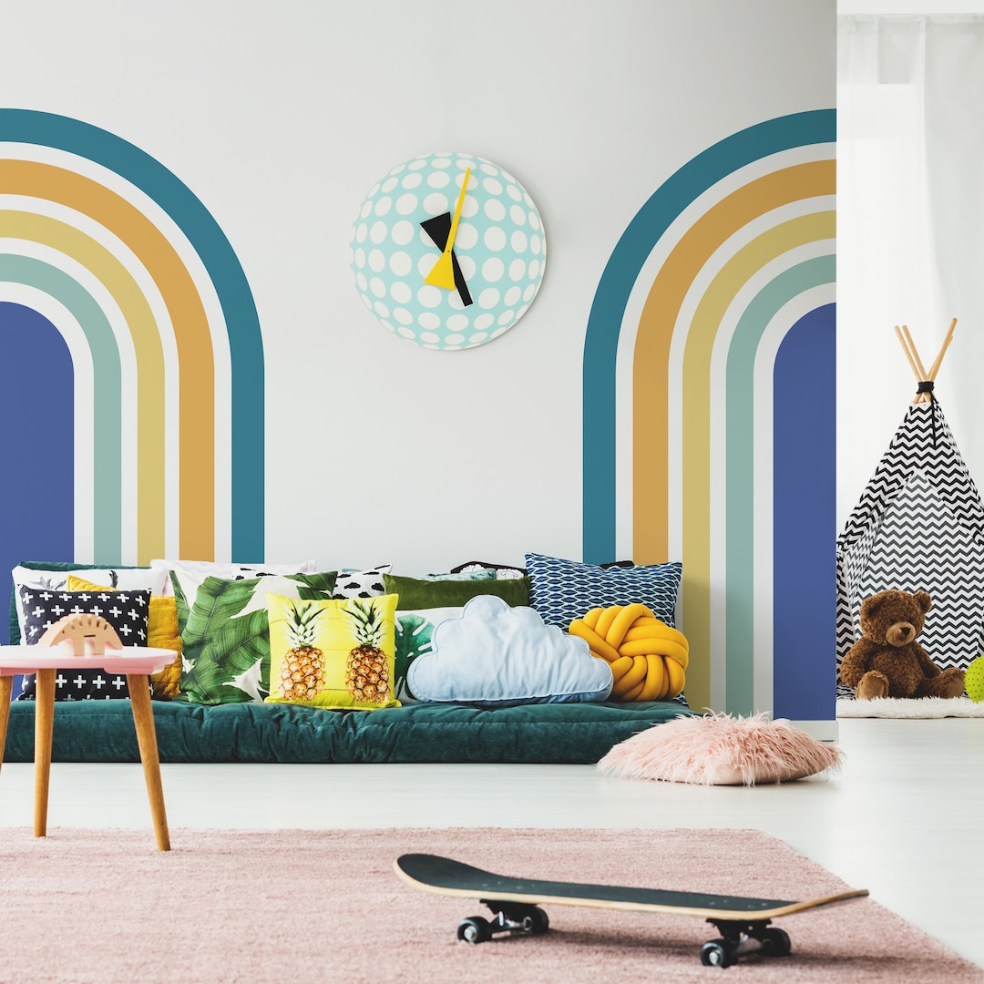 Half Rainbow Wall Decal, Elongated Rainbow Wall Decal, Nursery