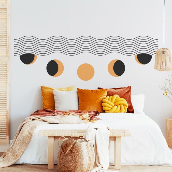 Moon Phases Wall Decals | Modern Moon Phases | Moon Phases Decor | Bedroom Decor | Modern Decals | Moon Wall Decals | Apartment Wall Art