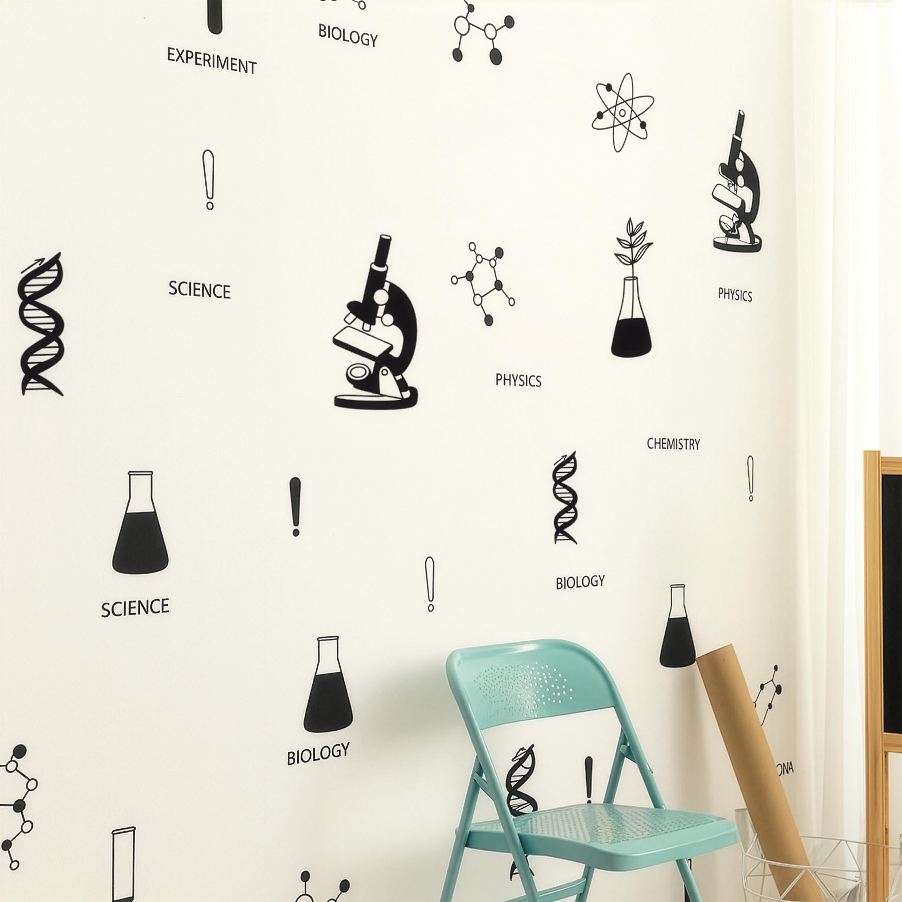Science Decrate Science Wall Decals Set | STEM Classroom Decor | Microscope & Chemistry ...