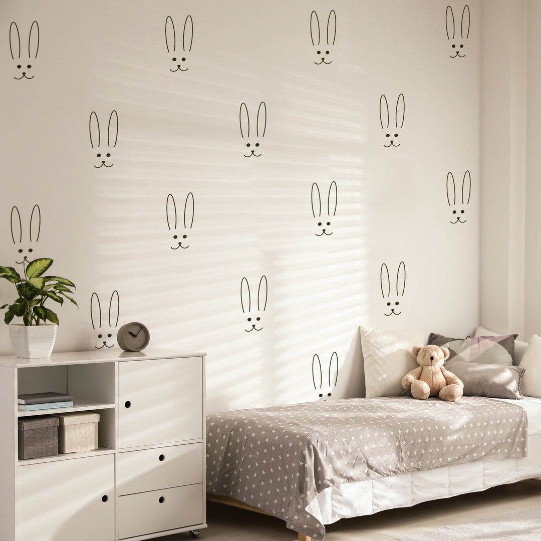 Rabbits Wall Decals Modern Animals Decal Set, Bunnies Decals, Kids ...