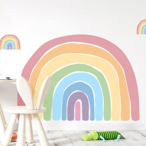 Large Pastel Happy Rainbow Nursery Wall Decal, Playroom Décor, Large ...