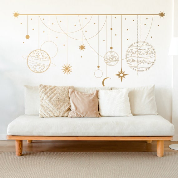Mystical Moon Wall Decals Modern Solar System Wall Art Boho - Etsy