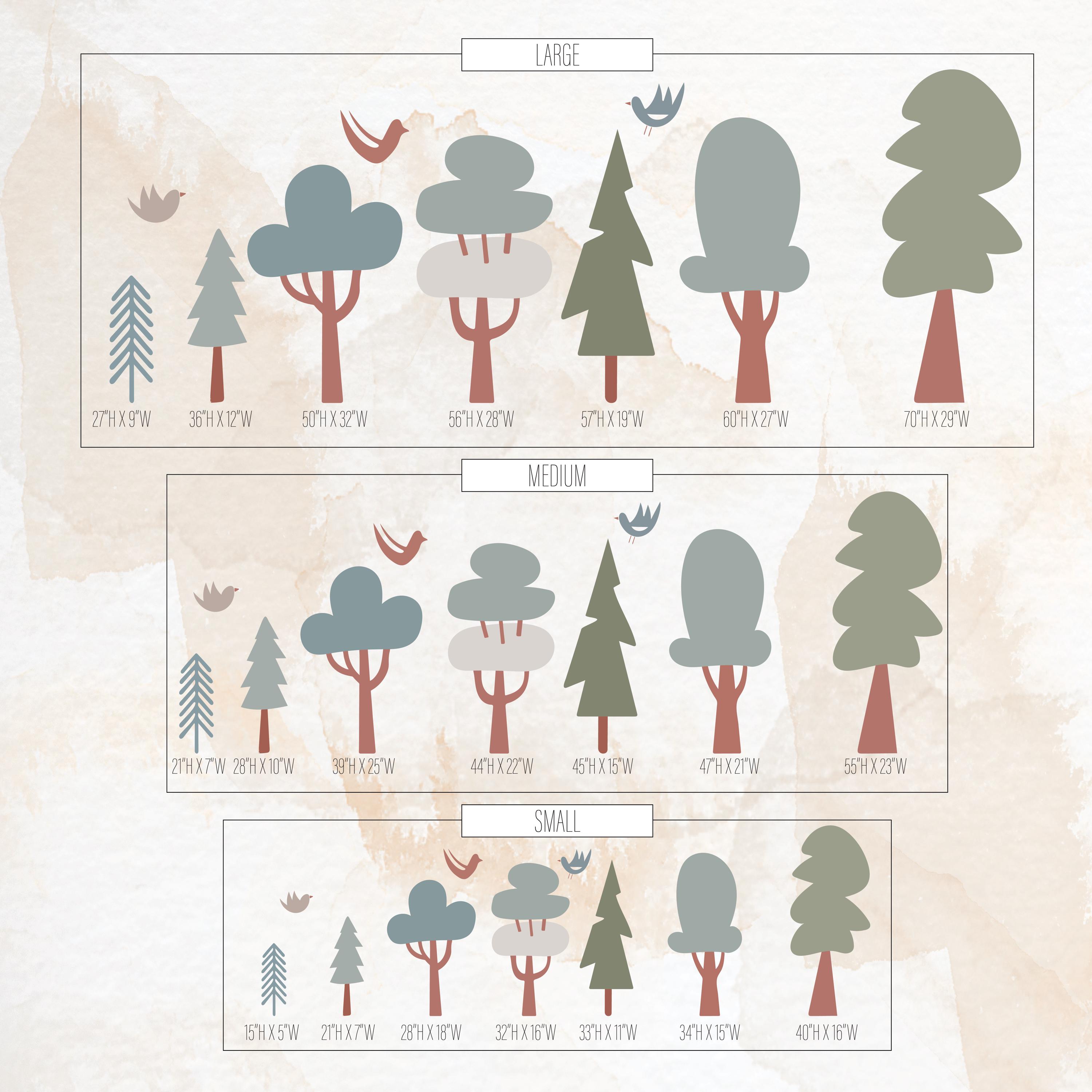 Woodland Tree Wall Decals - Forest Set for Nursery Kids Room Wall Art ...