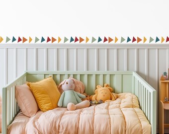 Border Vinyl Wall Decal, Rainbow Shapes, Removable Wall Sticker, Decorative Room Border, Colorful Trim Border, Doorway Trim 1300
