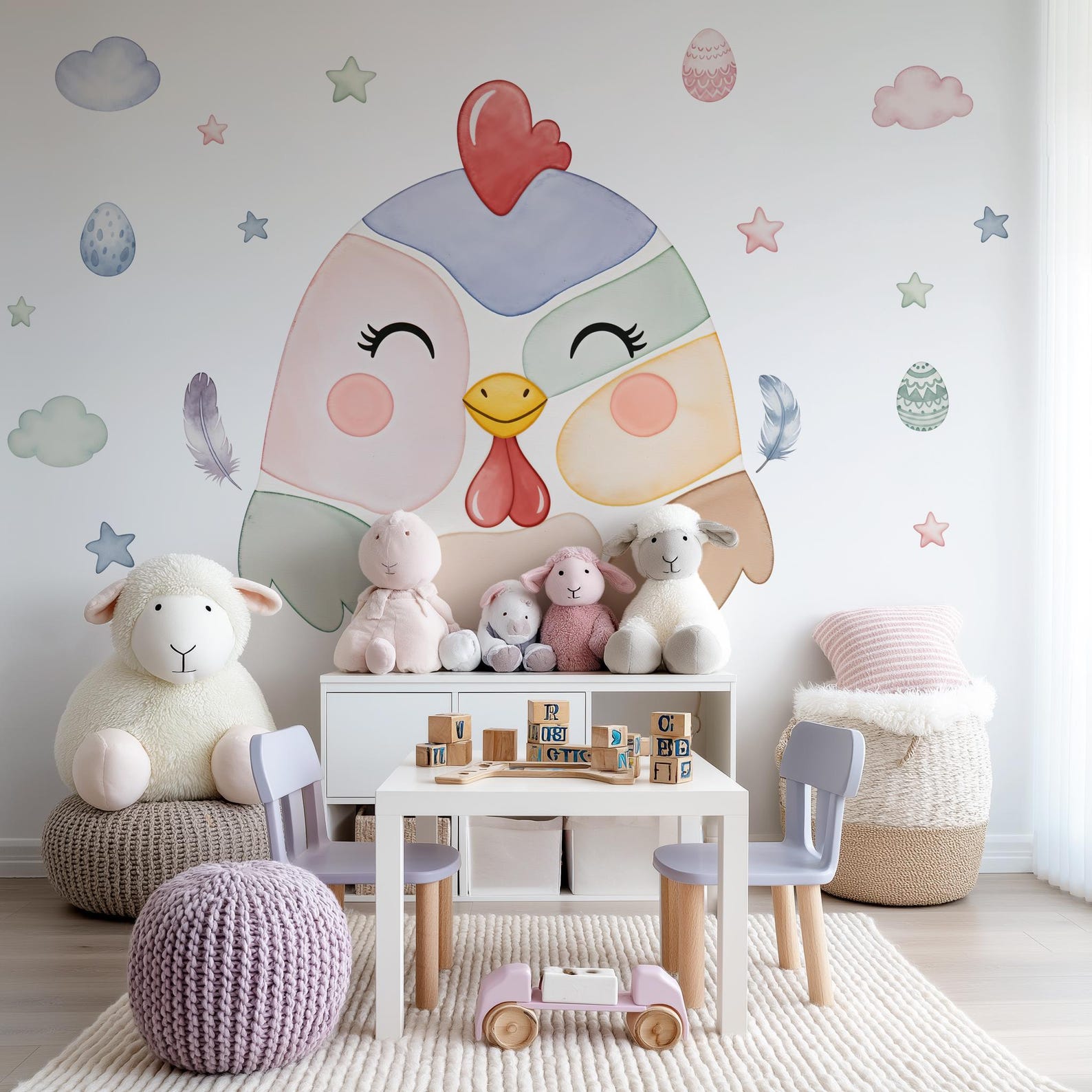 Dream Big Collection Chicken Wall Decal | Large Watercolor Farm Animals ...