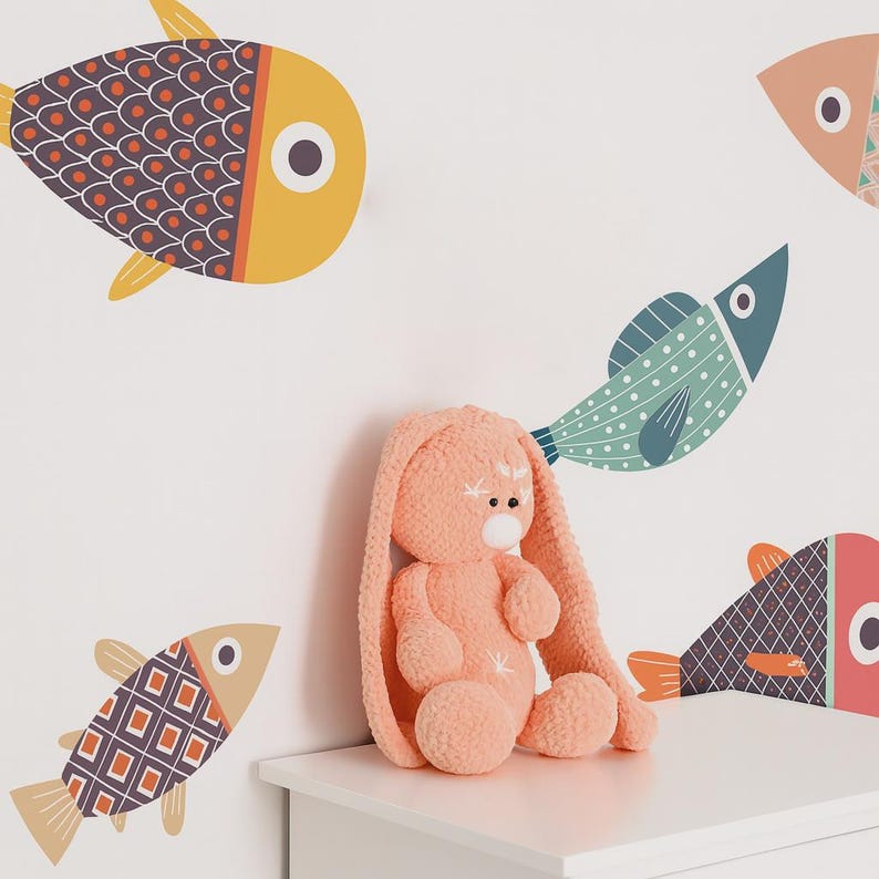 Mid Century Modern Fish Wall Decals | Fish Wall Stickers | Ocean Wall Decor | Tropical Fish Murals Stickers | Free Shipping 036 afbeelding 3