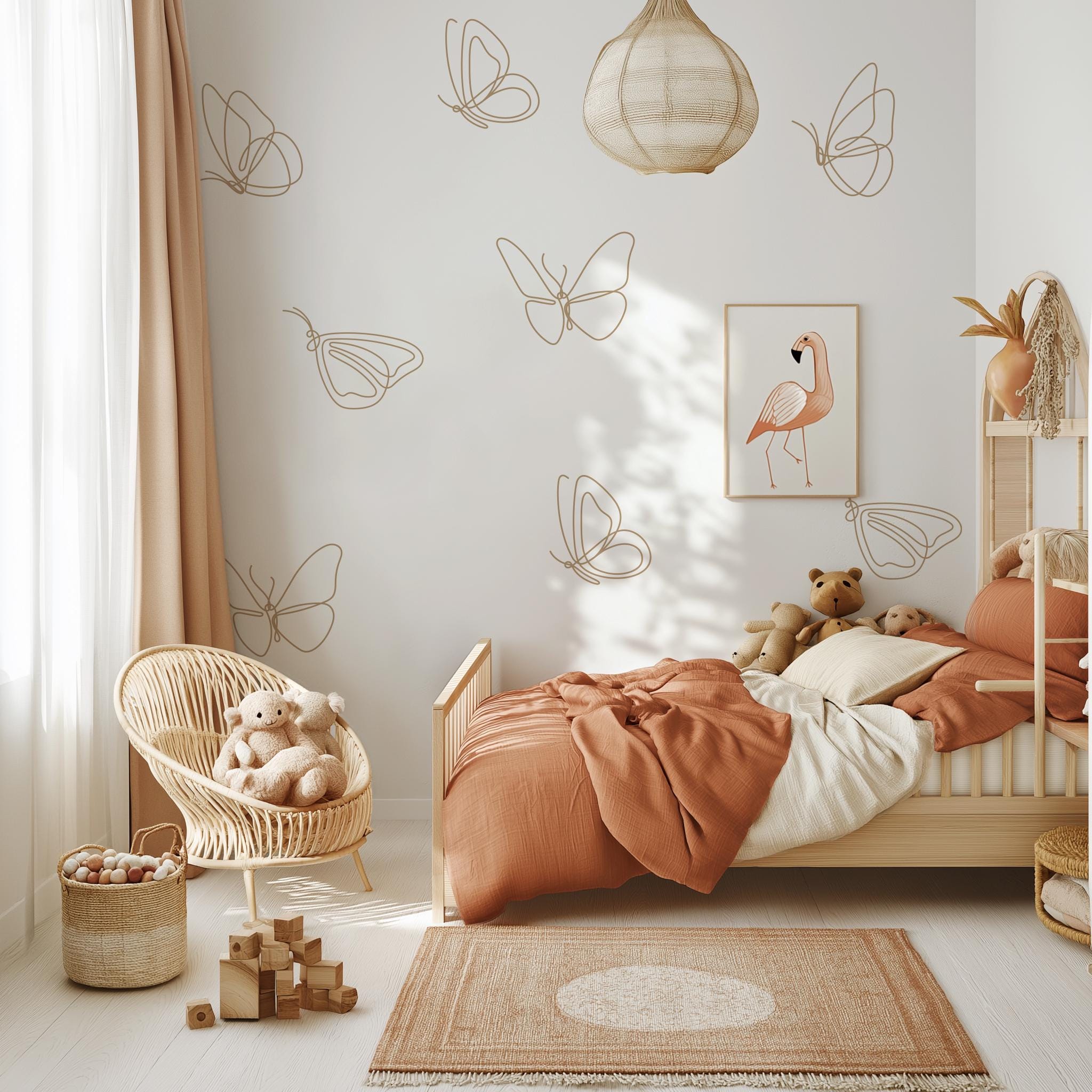 Boho Butterfly Wall Decals | Minimalist Butterfly Stickers | Peel and ...