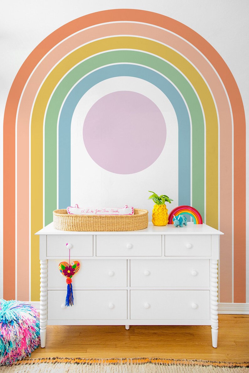 Rainbow Wall Decals Large Rainbow Wall Sticker Boho Etsy