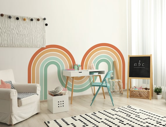 Décor, Color Art Hump Wall Wall Singapore 362 Over-sized Colorful Rainbow Nursery Custom Rainbow Playroom Decal, Sticker Etsy Wall Rainbow - Mural, Double