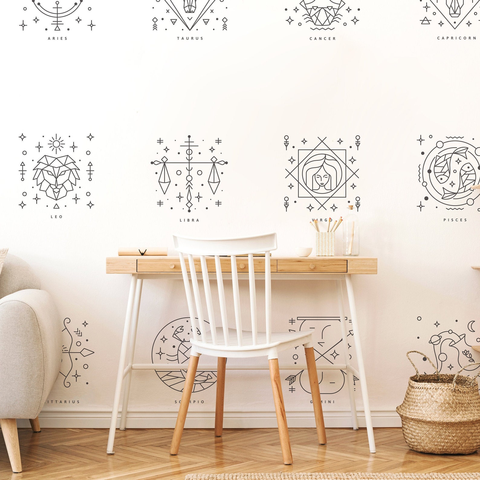 Zodiac Wall Decals Astrology Wall Decals Large Mystical Wall Etsy