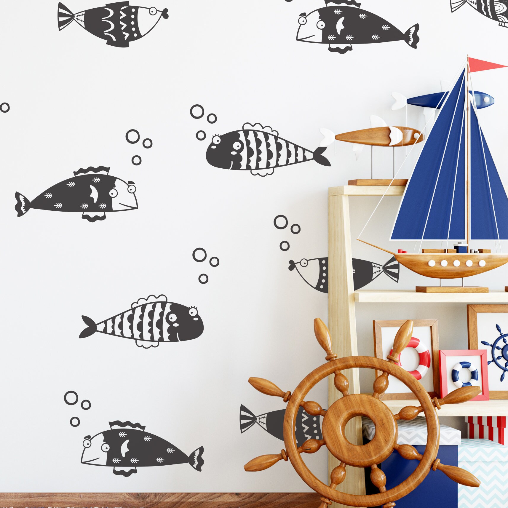 Fish Wall Decal for Nursery Fish Bubbles Wall Decals Sea Etsy