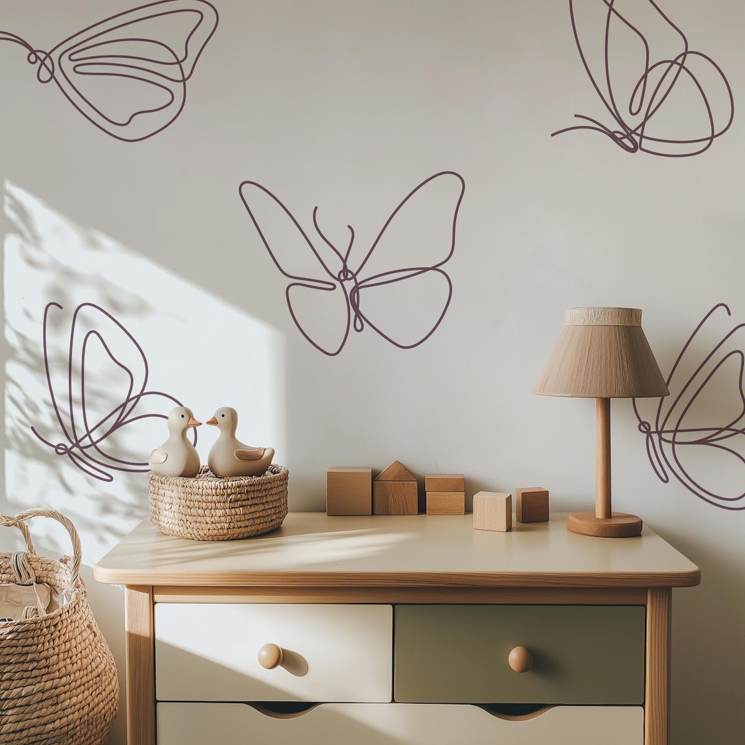 Boho Butterfly Wall Decals | Minimalist Butterfly Stickers | Peel and ...