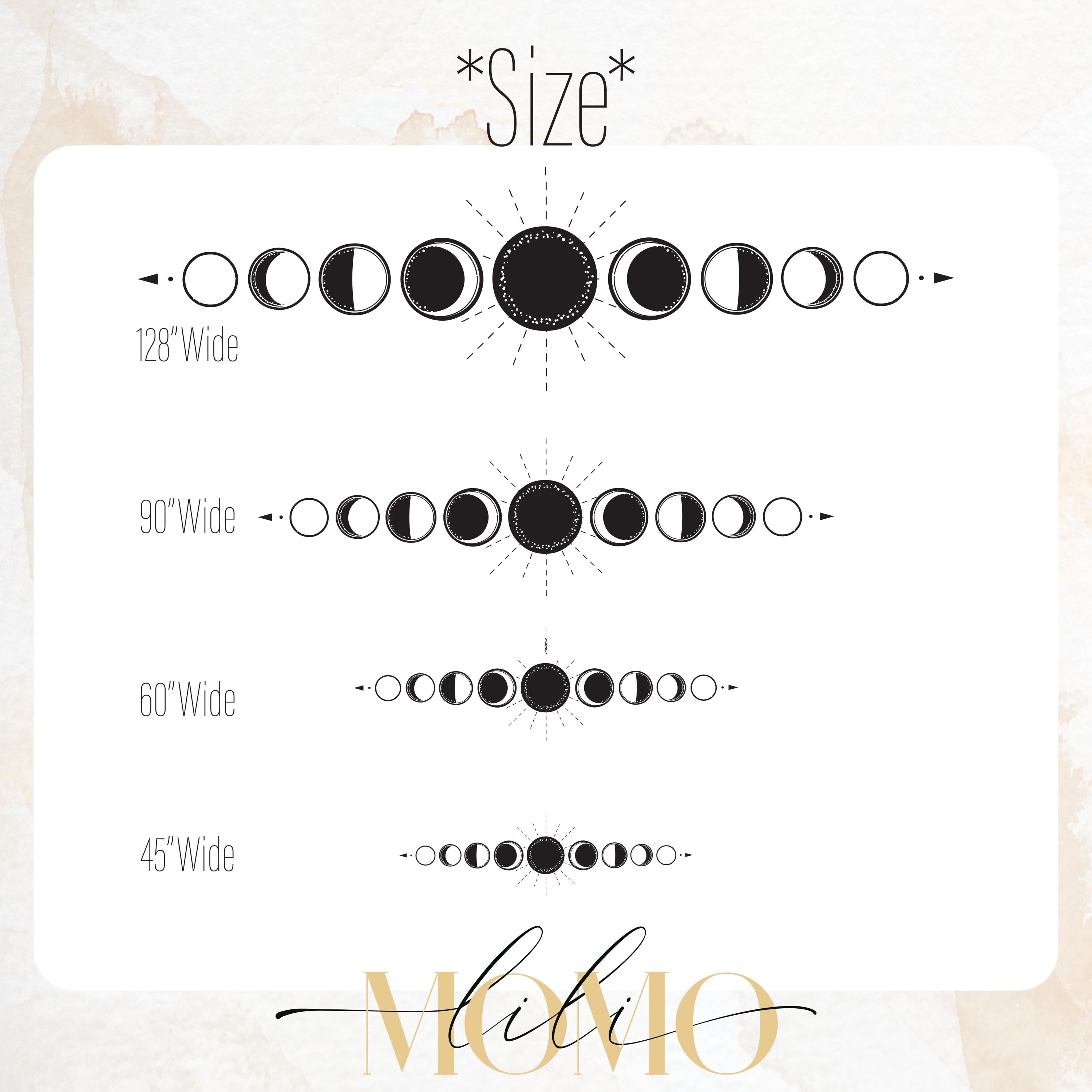 Moon Phase Wall Decal, Sun & Moon Phases Wall Sticker, Celestial ...