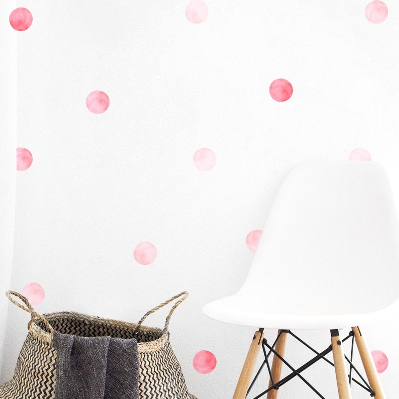 Large Pink Watercolor Polka Dots Wall Decals Big Collection Etsy