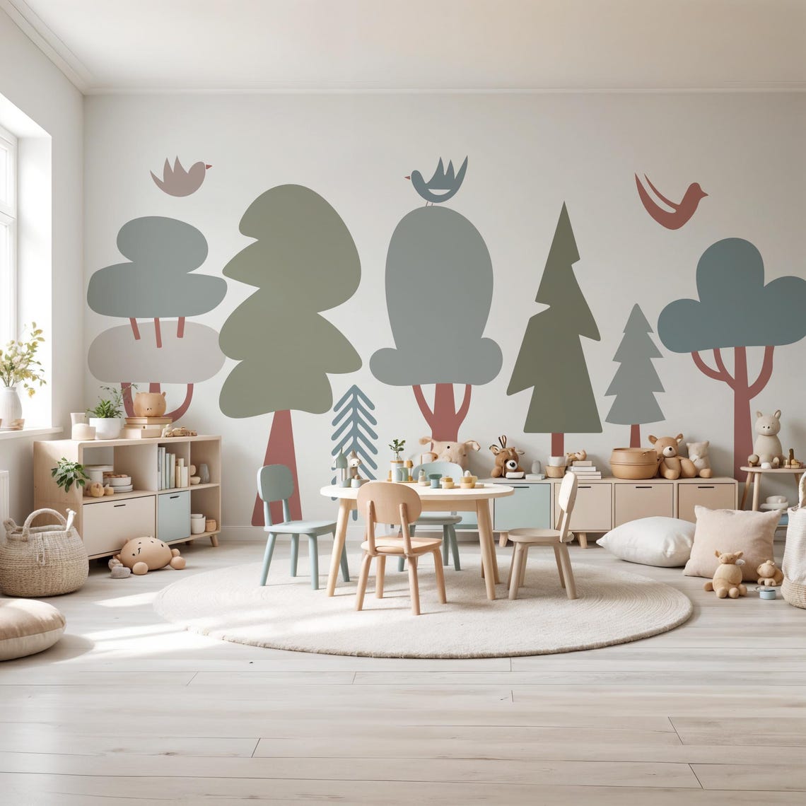 Woodland Tree Wall Decals - Forest Set for Nursery Kids Room Wall Art ...