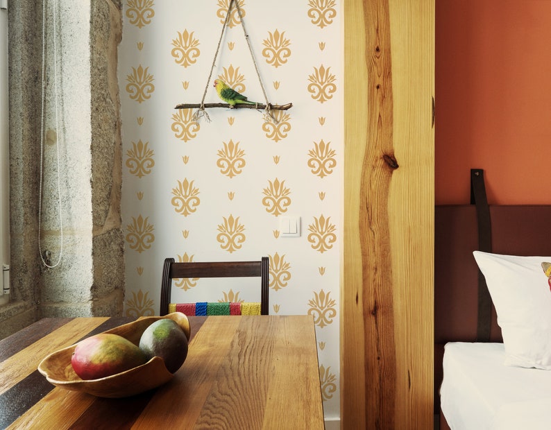 Damask Wall Decals Modern Vinyl Decal Set Flower Blossoms Etsy