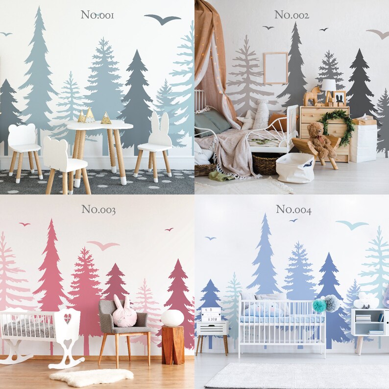 Tree Wall Decals Forest Decals Woodland Nursery Decor Etsy