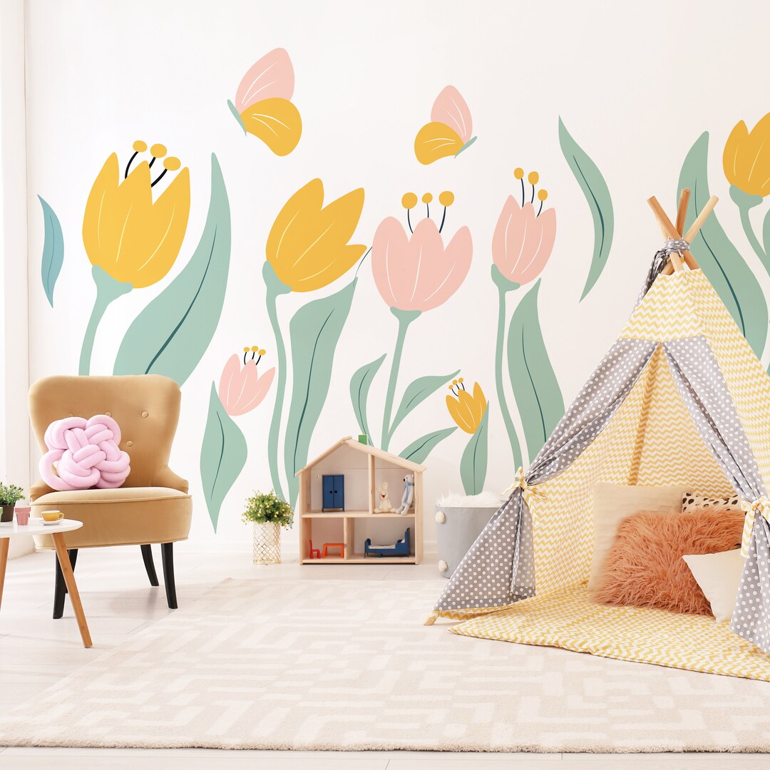 Pastel Flowers Wall Decal Set