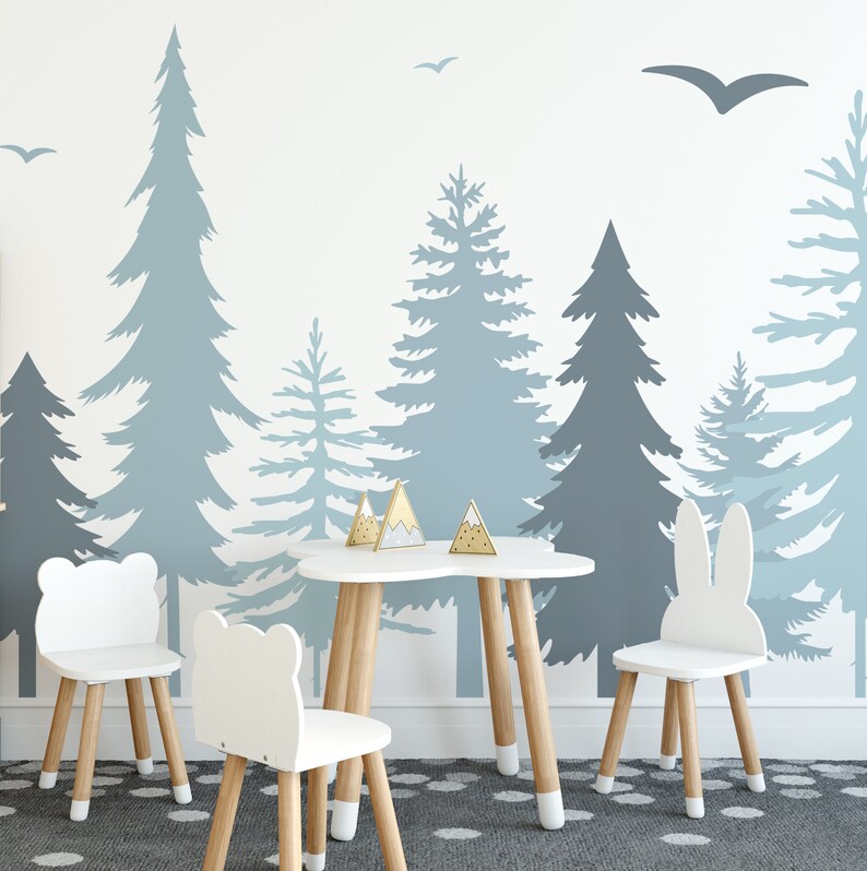 Tree Wall Decals Forest Decals Woodland Nursery Decor Etsy