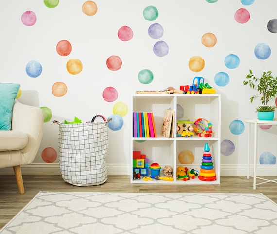 296-Pack Colorful Dot Wall Decals - Watercolor Circle Removable Stickers For Bedroom, Nursery, Office 6 thumbnail image