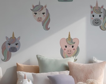 Crayon Unicorn Wall Decals | Fantasy Unicorn Stickers | Fairytale Room Decor, Magical Modern Removable Vinyl, Magical Forest Whimsical 1360