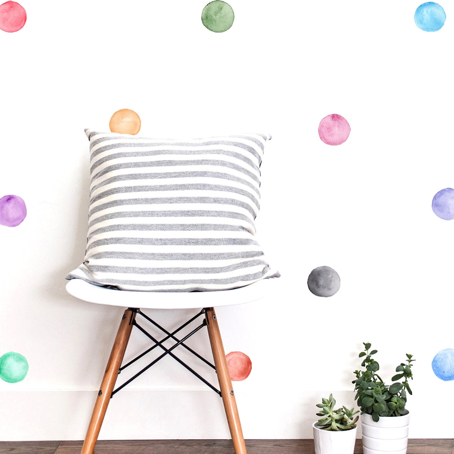 Watercolor Polka Dots Wall Decals | Stickers | Rainbow | Colorful Wall ...
