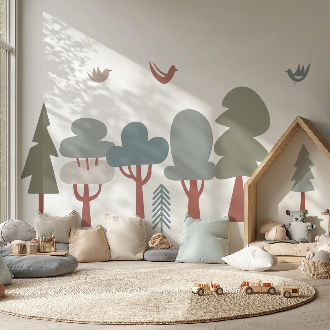 Woodland Tree Wall Decals - Forest Set for Nursery Kids Room Wall Art ...