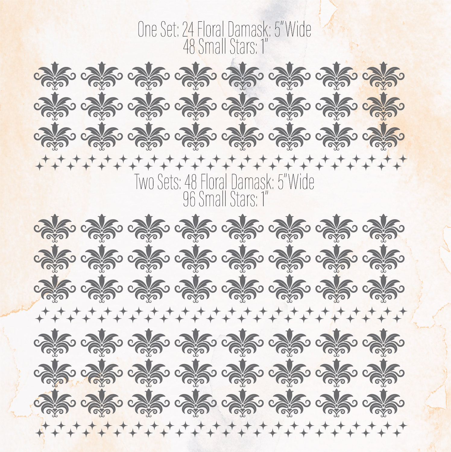 Damask Wall Decals Modern Vinyl Decal Set Flower Blossoms Etsy