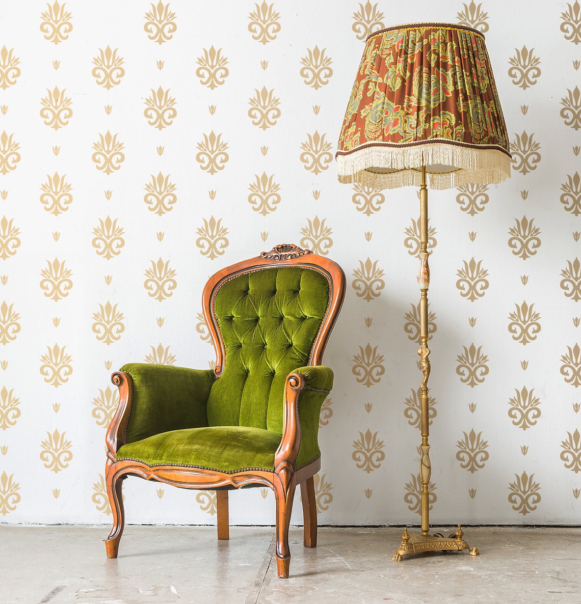 Damask Wall Decals Modern Vinyl Decal Set Flower Blossoms Etsy