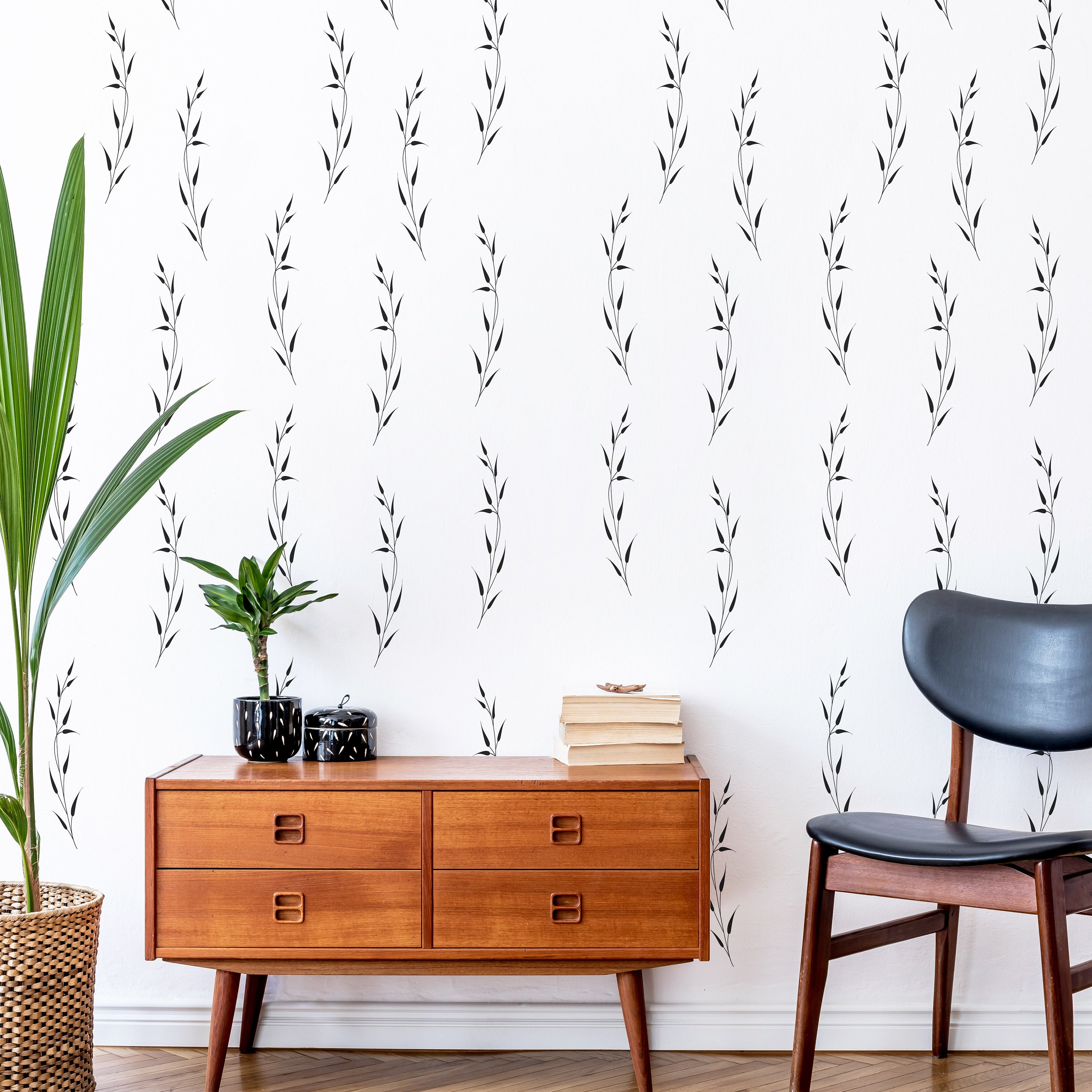 Botanical Wall Decals Modern Vinyl Decal Set Flower | Etsy