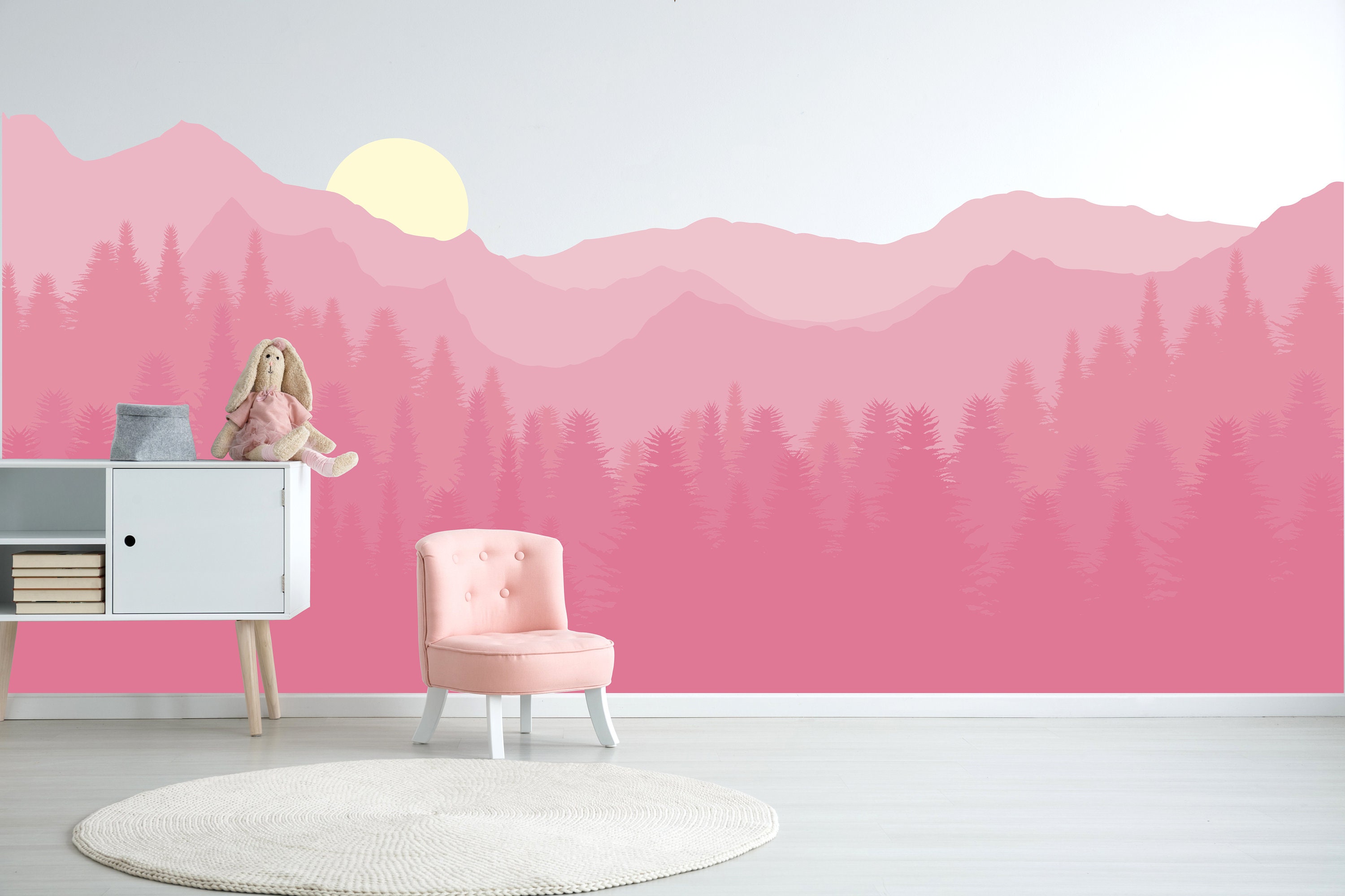 Mountain Wall Mural Mountain Wall Decal Woodland Nursery Etsy