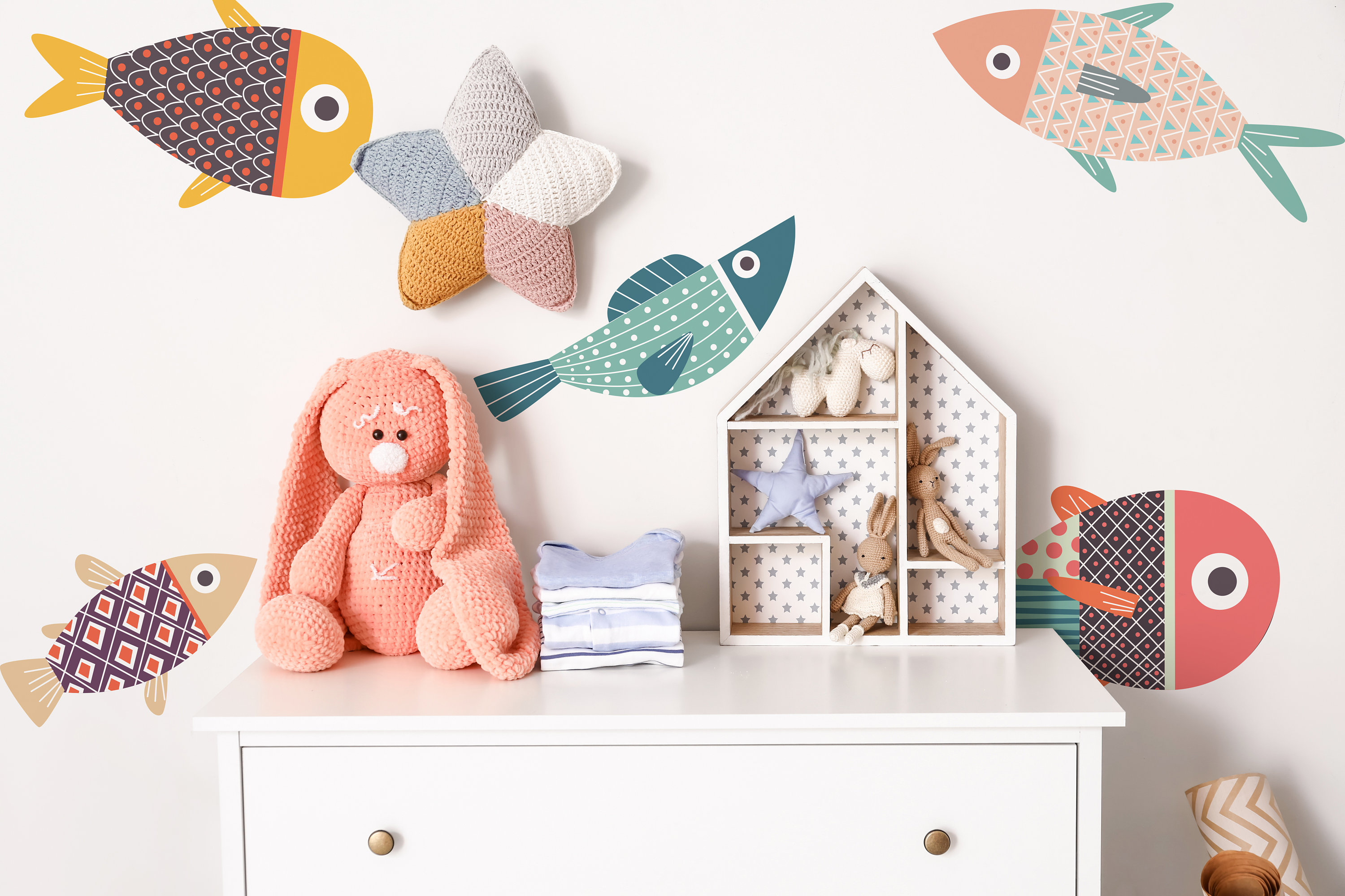 Mid Century Modern Fish Wall Decals Fish Wall Stickers Etsy