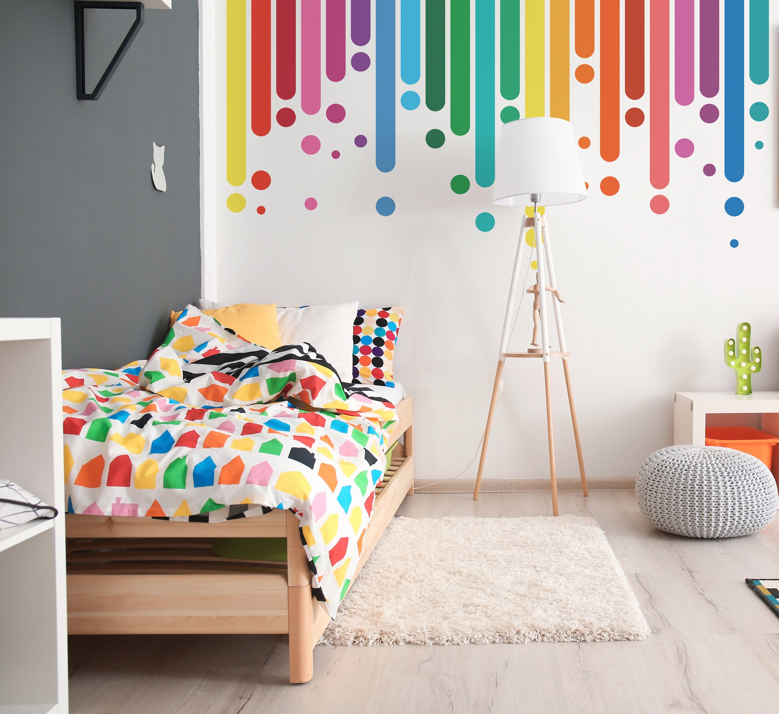 Modern Large Rainbow Wall Decal Tween Bedroom Décor Playroom - Etsy
