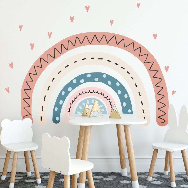 Large Rainbow Wall Decal Nursery Wall Décor Playroom Focal Etsy