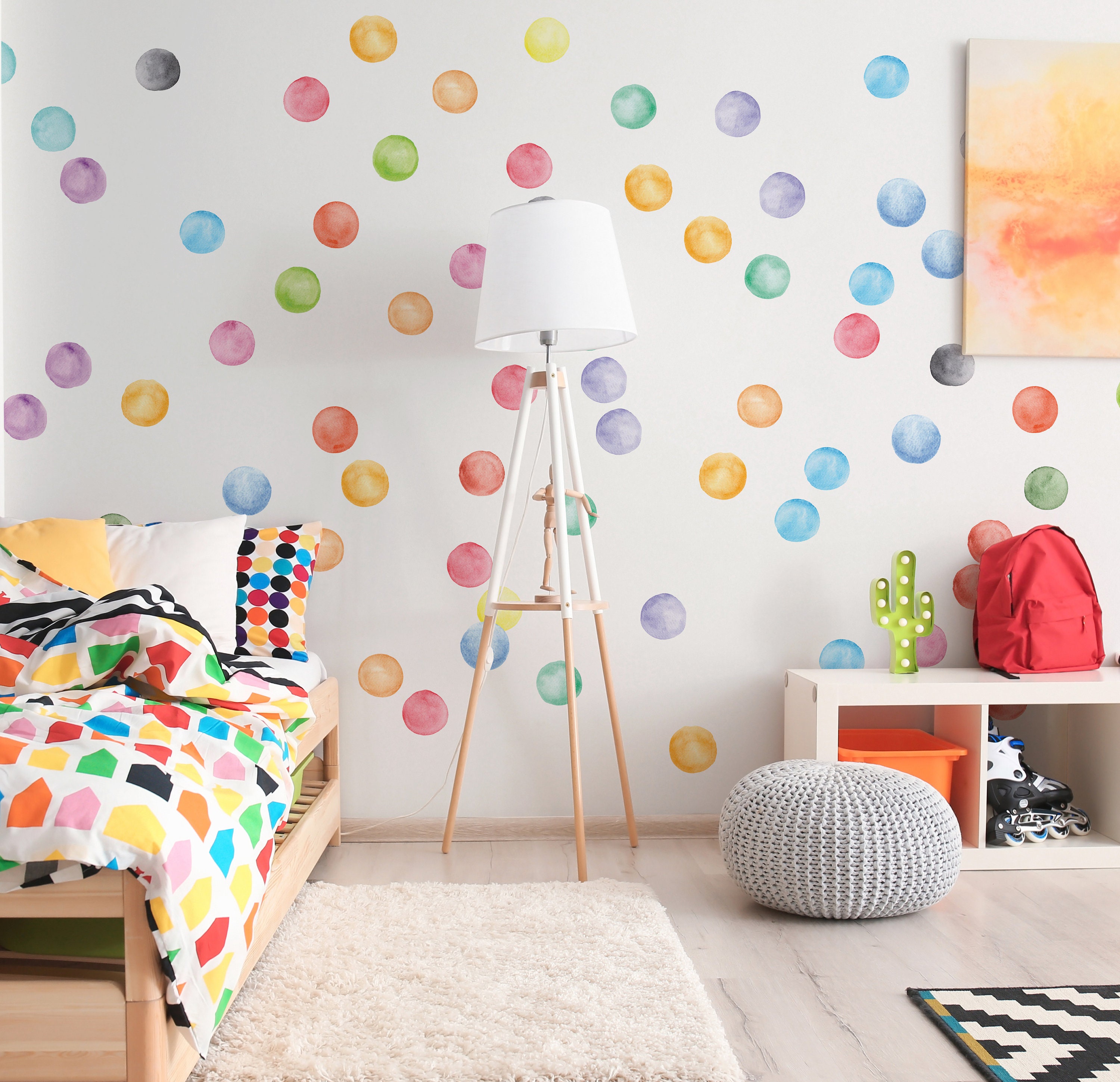 Watercolor Polka Dots Wall Decals | Stickers | Rainbow | Colorful Wall ...