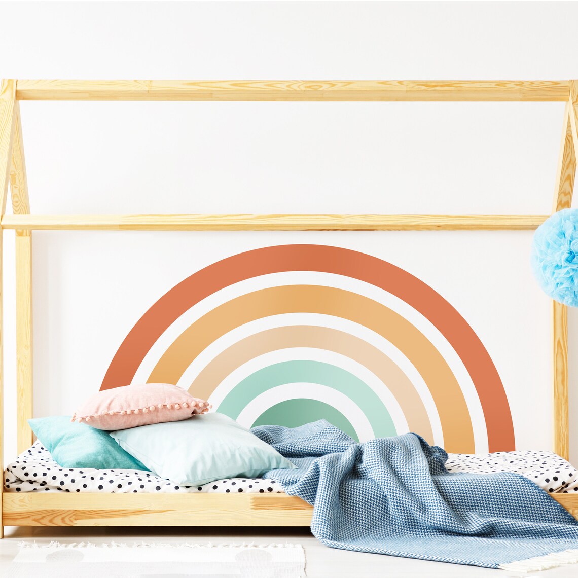 Rainbow Wall Decal for Nursery Décor, Playroom Focal Wall, Large Over ...