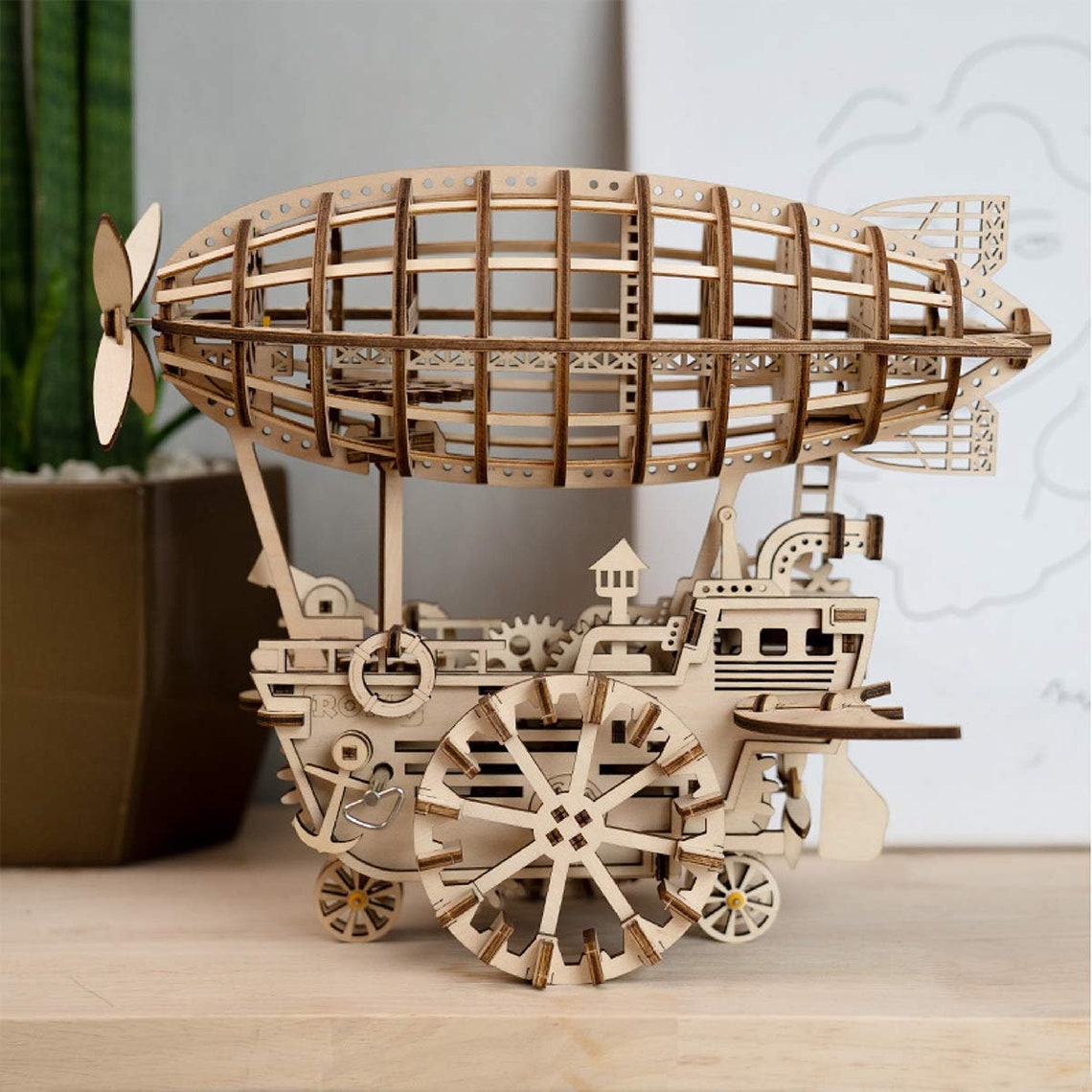 3D Wooden Mechanical Moving KitAir Vehicle Puzzle Brain Etsy