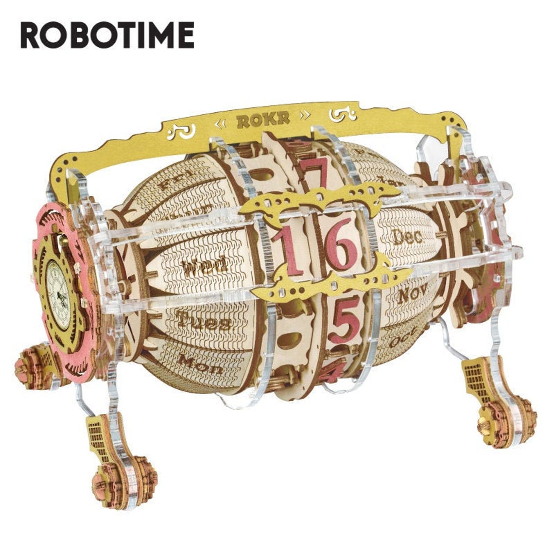 ROKR Time Engine Calendar 3d Wooden Puzzle Building Kits Model Etsy