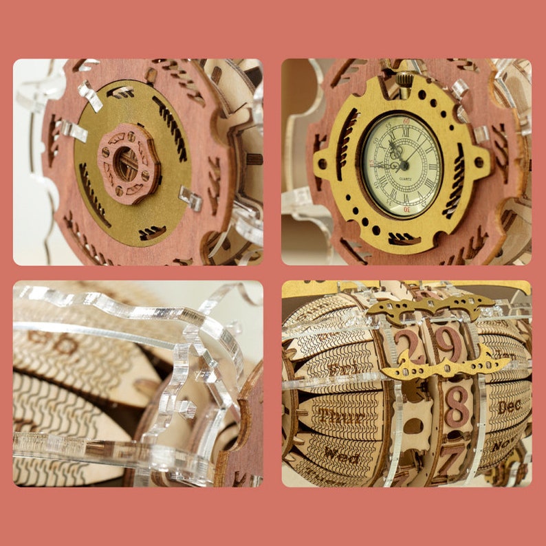 ROKR Time Engine Calendar 3d Wooden Puzzle Building Kits Model Etsy