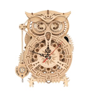 ROKR 3D Wooden Puzzle Owl Clock Model Building Kit Toys for | Etsy