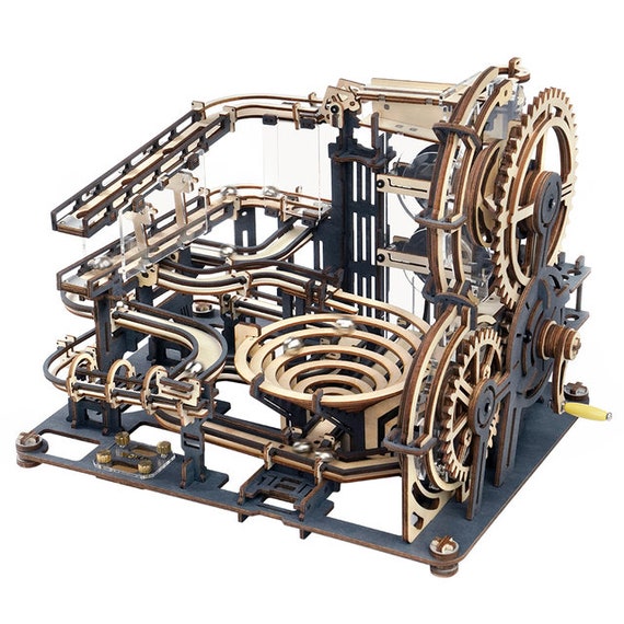 Rokr 294 PCS Marble Run Night City DIY Waterwheel 3D Wooden Puzzle Games Assembly Toy Christmas Birthday Gift for Children Adult