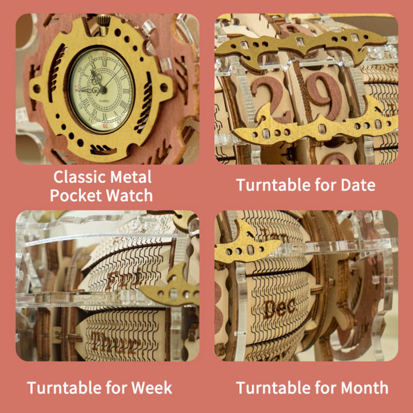 ROKR Time Engine Calendar 3d Wooden Puzzle Building Kits Model Etsy