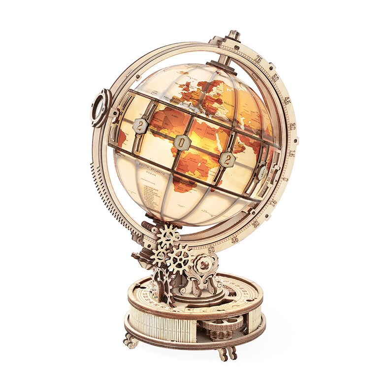 3D Puzzle 147 PCS Luminous Globe with LED Light DIY Wooden Etsy